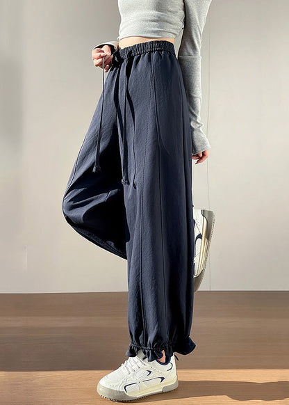 Pantalones cortos de algodón con volantes azul marino hechos a mano para primavera