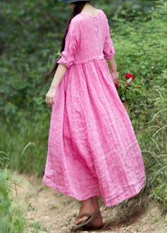 Handmade O Neck Cinched Spring Tunic Top Tutorials Rose Maxi Dresses - SooLinen