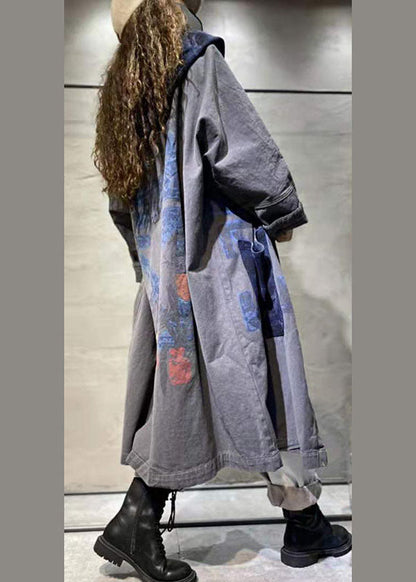 Handgemachte Orange Taschen Knopf Lässiger Herbst Jeans Langarm Mantel