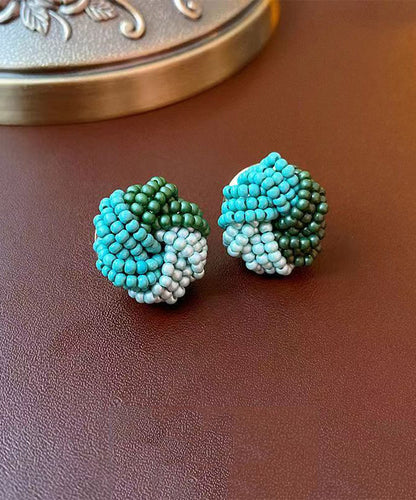 Pendientes de botón con forma de nido de pájaro, hechos a mano, de aleación rosa con esmalte de colores