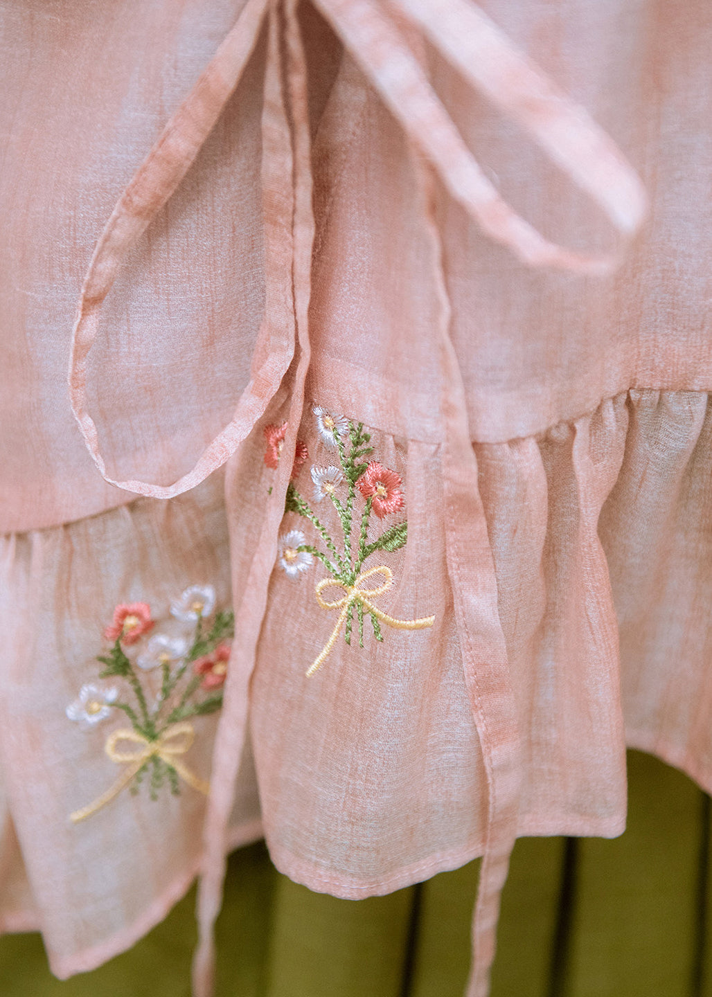 Handmade Pink Embroidered Asymmetrical Shirts And Wide Leg Pants Two Pieces Set Summer