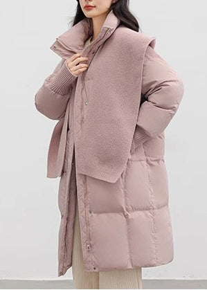 Handmade Pink Stand Collar Thick Duck Down Winter Coats