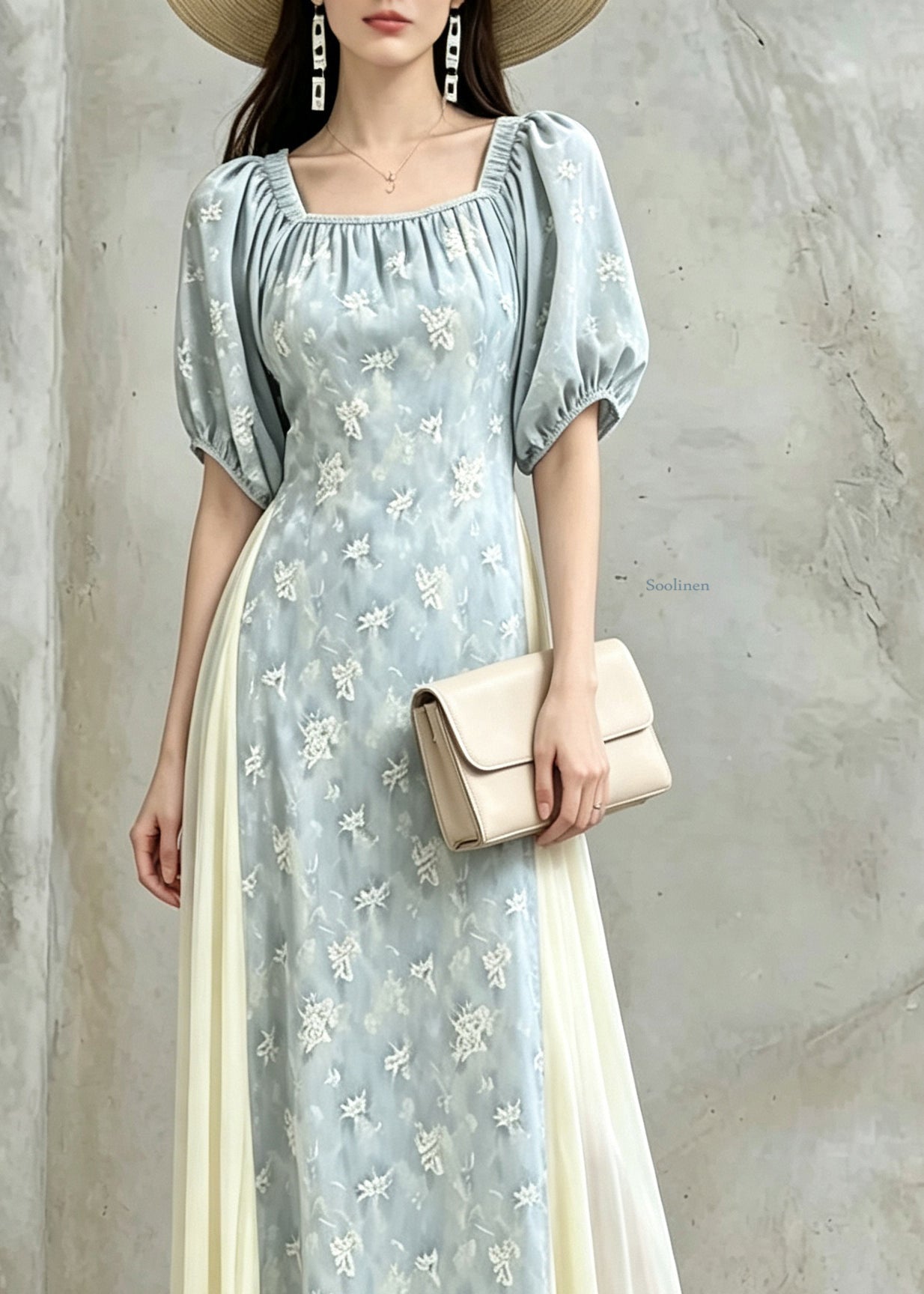 Handmade Pink Wrinkled Tulle Patchwork Maxi Dress Summer
