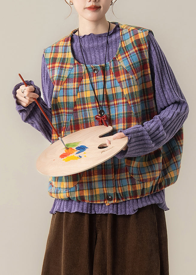 Handgefertigter lila Oversize-Strickpullover mit Streifenmuster für den Winter