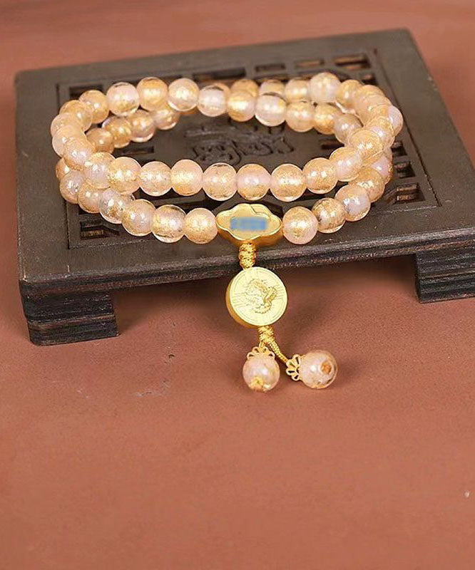 Handgefertigtes Charm-Armband mit Buddha-Perlen aus rot gefärbter Glasur