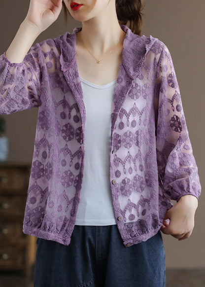 Handgemachter rot bestickter Patchwork-Kapuzenmantel aus Baumwolle mit langen Ärmeln