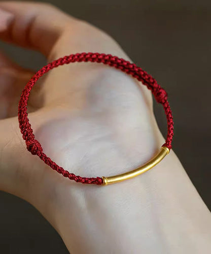 Pulsera de bambú tejida a mano en rojo