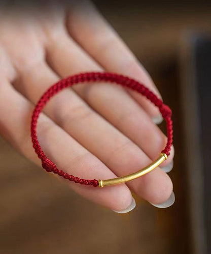 Pulsera de bambú tejida a mano en rojo
