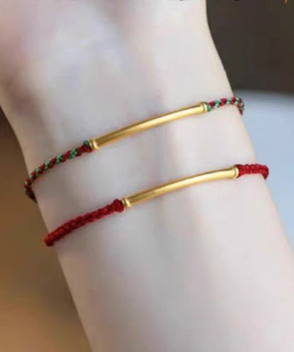 Pulsera de bambú tejida a mano en rojo
