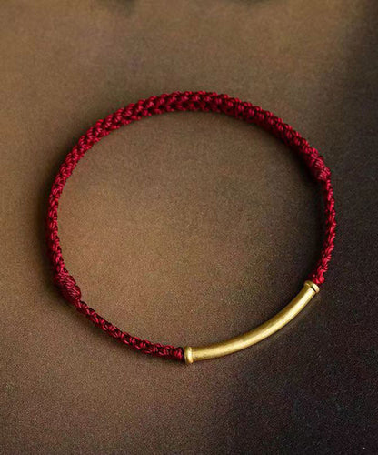 Pulsera de bambú tejida a mano en rojo