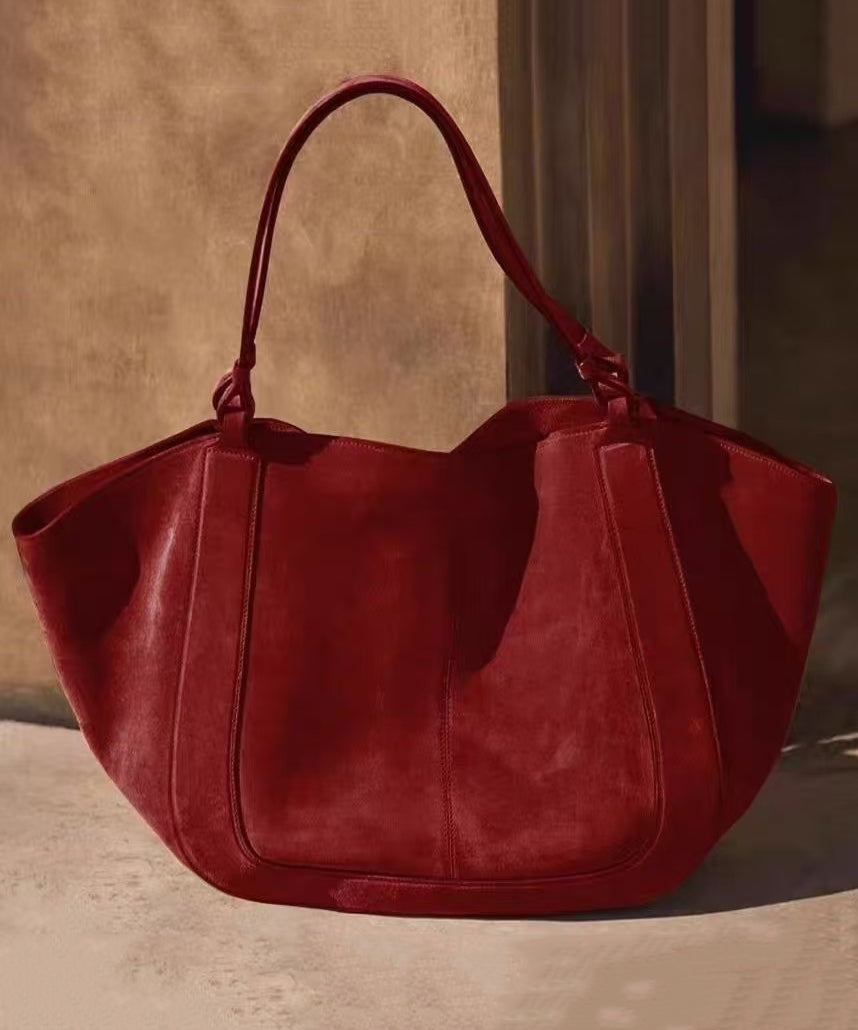 Bolso de mano de piel sintética rojo de gran capacidad hecho a mano