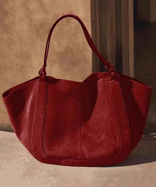 Bolso de mano de piel sintética rojo de gran capacidad hecho a mano