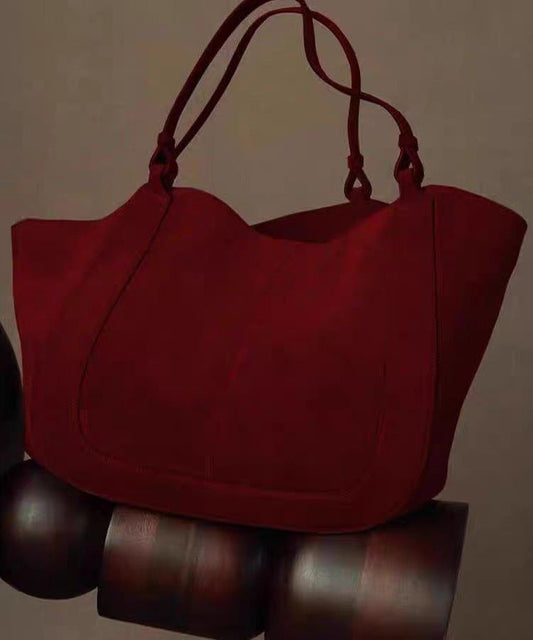 Bolso de mano de piel sintética rojo de gran capacidad hecho a mano