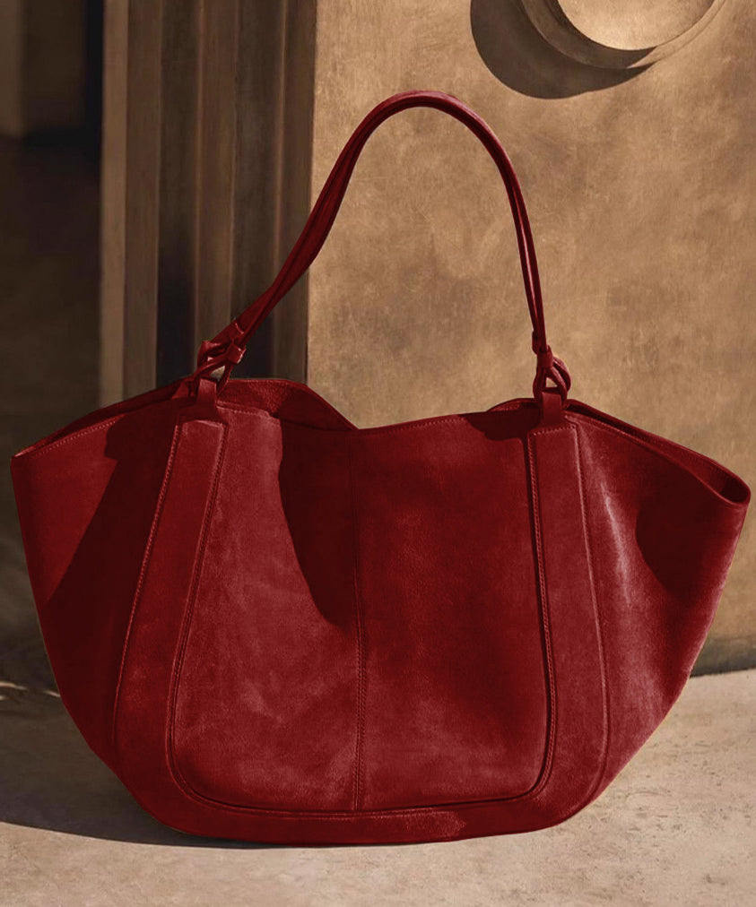 Bolso de mano de piel sintética rojo de gran capacidad hecho a mano