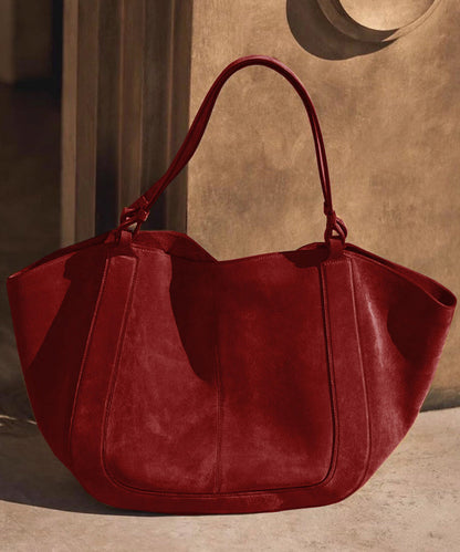 Bolso de mano de piel sintética rojo de gran capacidad hecho a mano