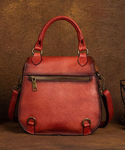 Handgemachte rote Messenger Bag aus Kalbsleder mit orientalischen Gemälden