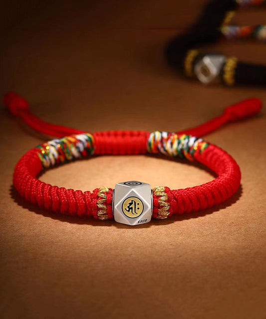 Pulsera con borlas de los doce signos del zodíaco chino, hecha a mano, en plata de ley roja