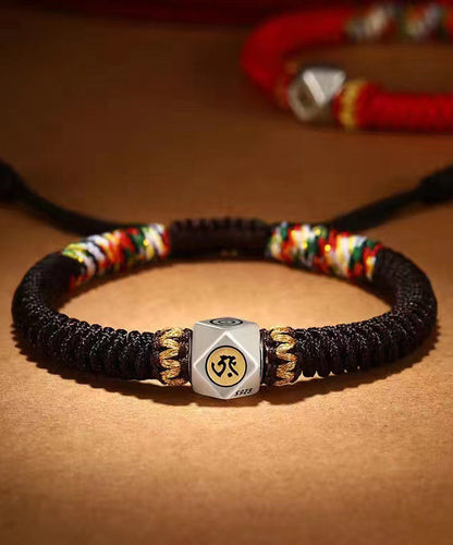 Pulsera con borlas de los doce signos del zodíaco chino, hecha a mano, en plata de ley roja