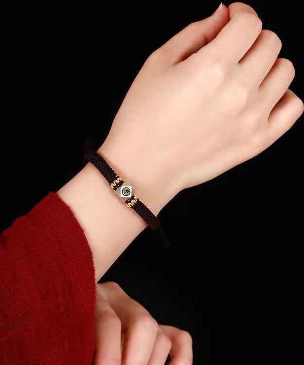 Pulsera con borlas de los doce signos del zodíaco chino, hecha a mano, en plata de ley roja