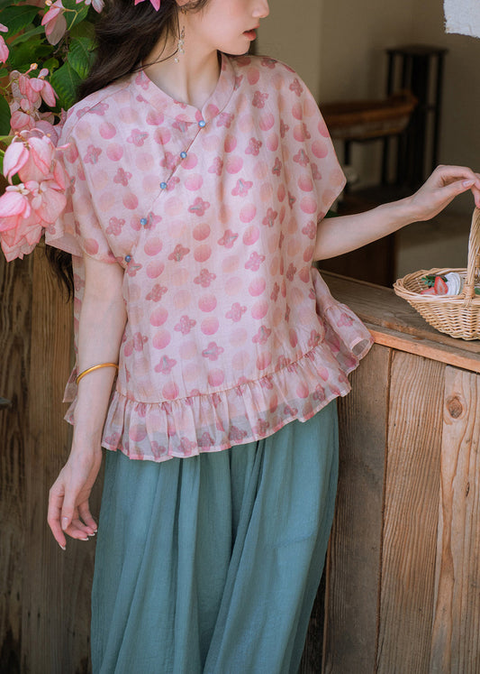Handmade Ruffled Patchwork T Shirts And Lantern Pants Two Pieces Set Summer
