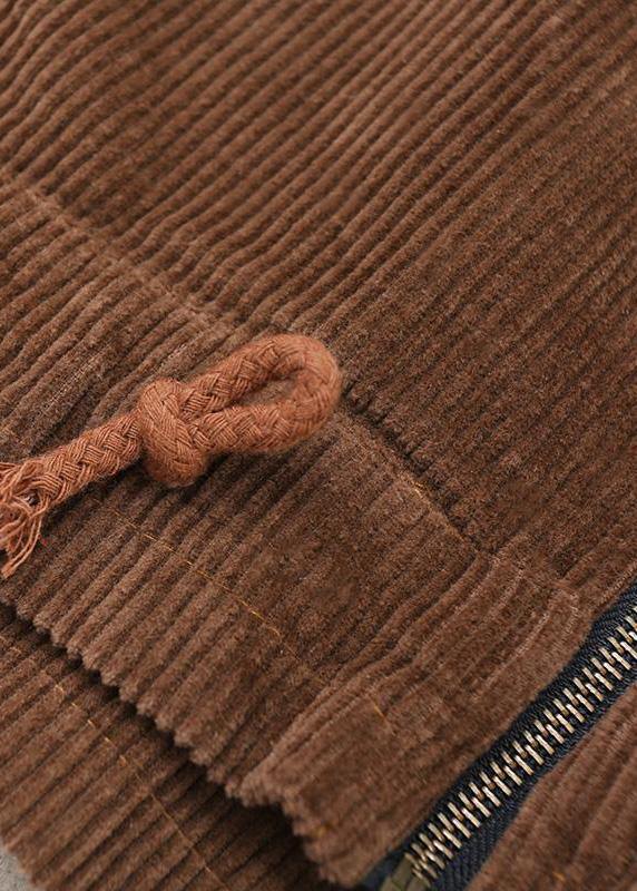 Handmade Ruffles Fashion Spring Clothes For Women Chocolate Coat - SooLinen