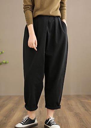Handmade Spring Pants Women's Black Inspiration Button Down Jeans - SooLinen