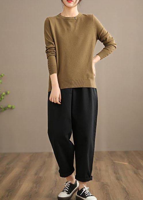 Handmade Spring Pants Women's Black Inspiration Button Down Jeans - SooLinen