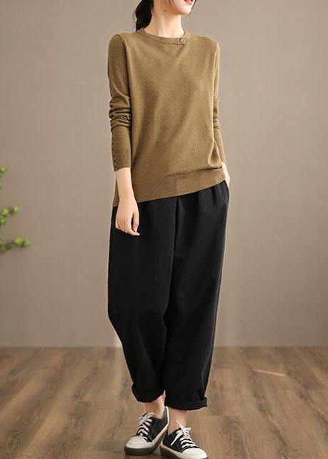 Handmade Spring Pants Women's Black Inspiration Button Down Jeans - SooLinen