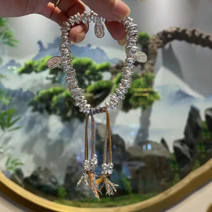 Handgefertigtes Charm-Armband aus Sterlingsilber mit gebrochener Silberquaste