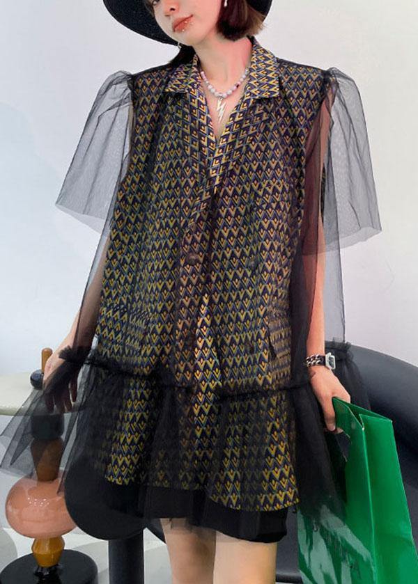 Handmade Tulle Notched Patchwork Top - SooLinen