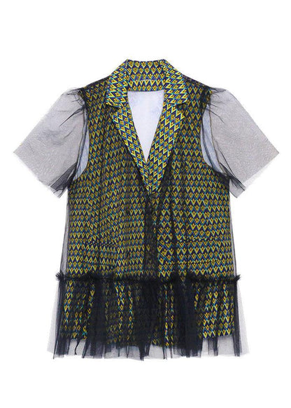 Handmade Tulle Notched Patchwork Top - SooLinen