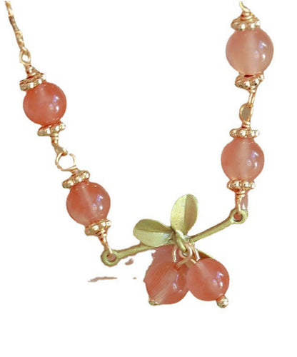 Handgefertigtes wasserrotes Overgild-Kirschperlen-Kettenarmband