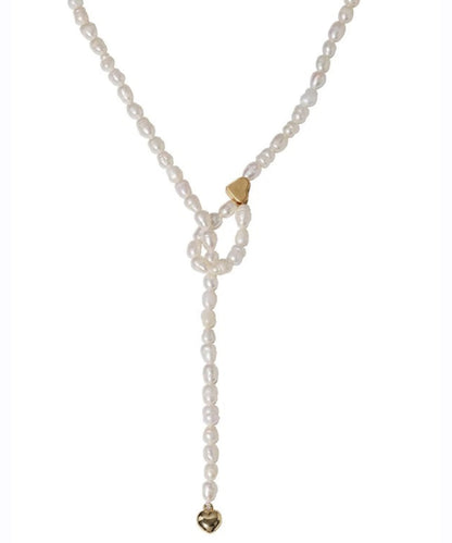 Collar de perlas de aleación blanca hecho a mano con cuentas graduadas