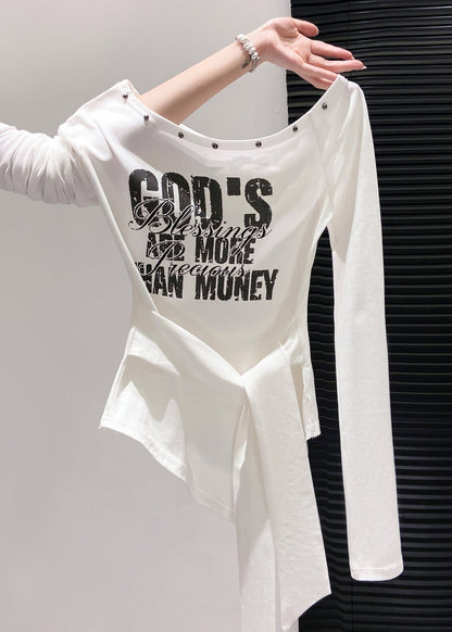 Blusas asimétricas blancas de un solo hombro hechas a mano para primavera