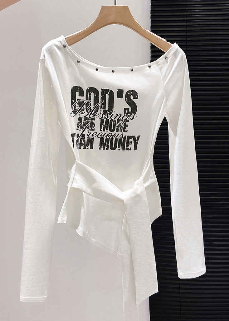 Blusas asimétricas blancas de un solo hombro hechas a mano para primavera