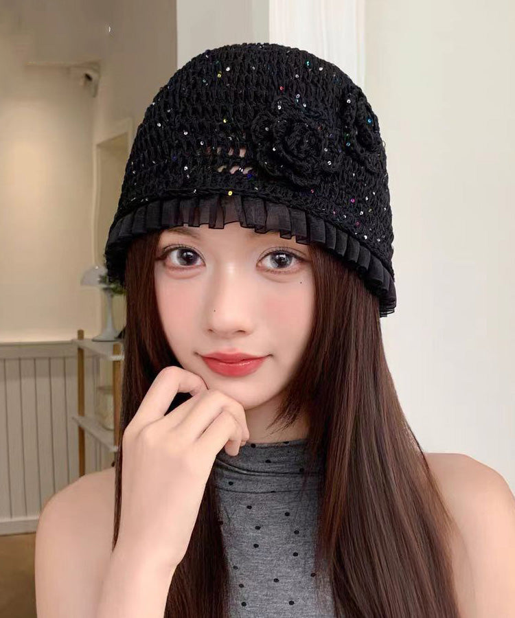 Handmade White Lace Flower Hollow Out Boonie Hat