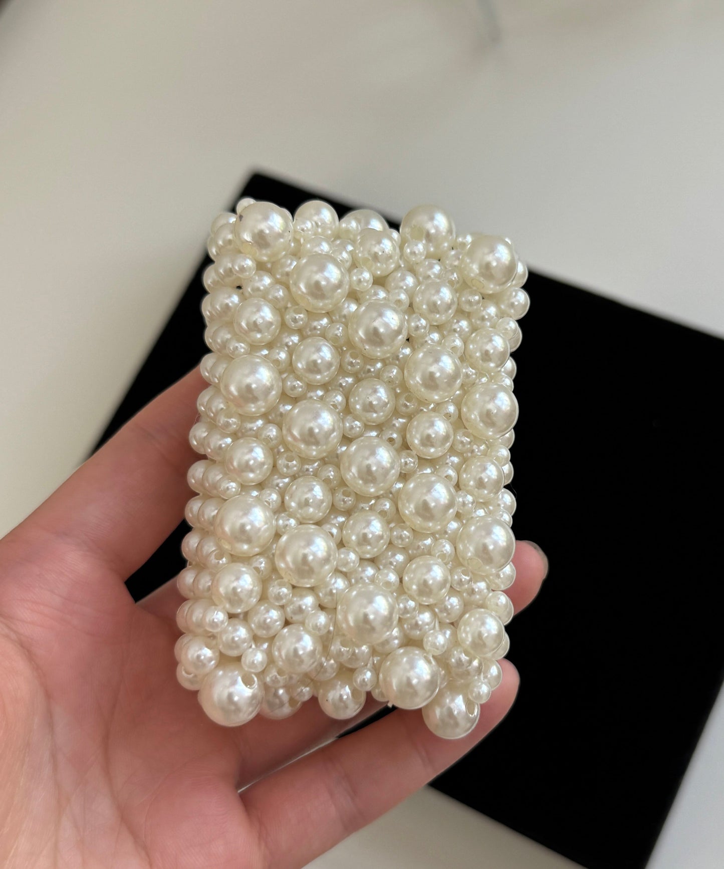 Handmade White Weave Pearl Bangle