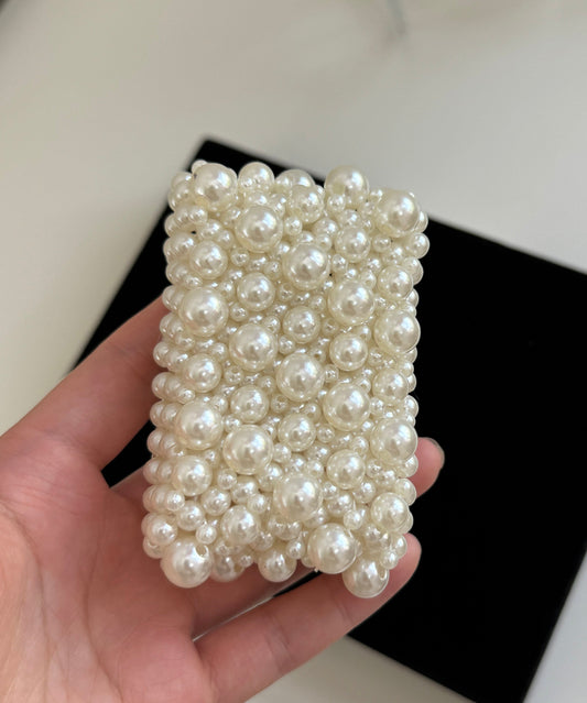 Handmade White Weave Pearl Bangle