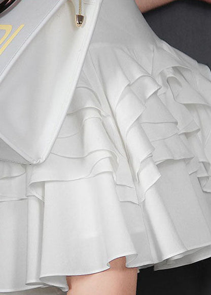 Handgemachter weißer Rüschenrock mit Reißverschluss Frühling