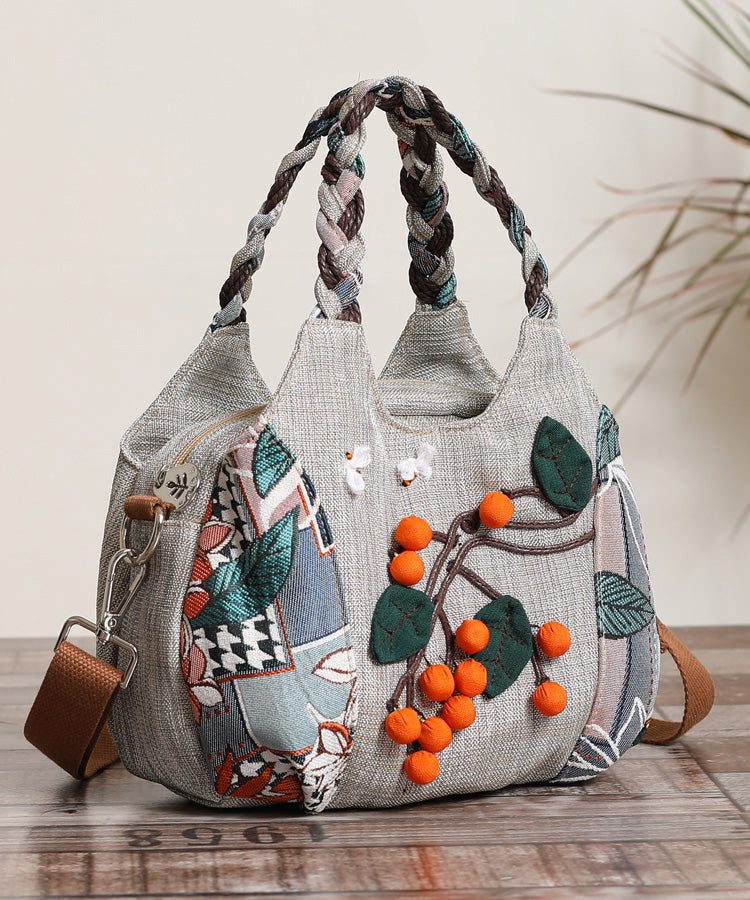 Handmade Woven Patchwork Casual Canvas Tote Bag