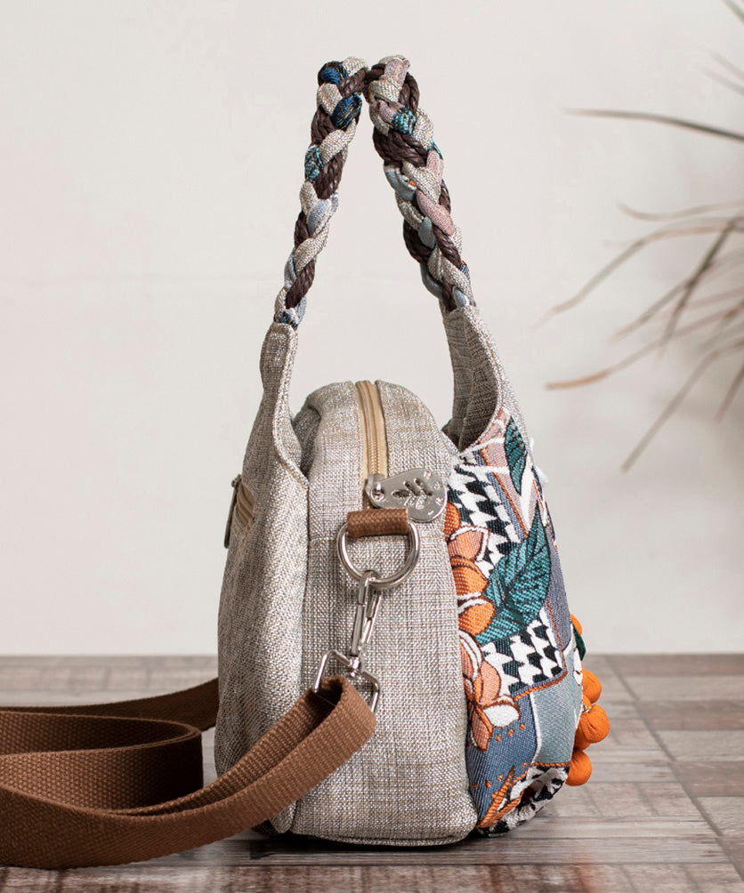 Handmade Woven Patchwork Casual Canvas Tote Bag