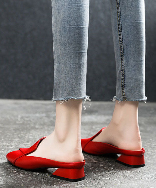 Handgemachte gelbe Peep Toe Splicing weiche klobige Slide Sandalen