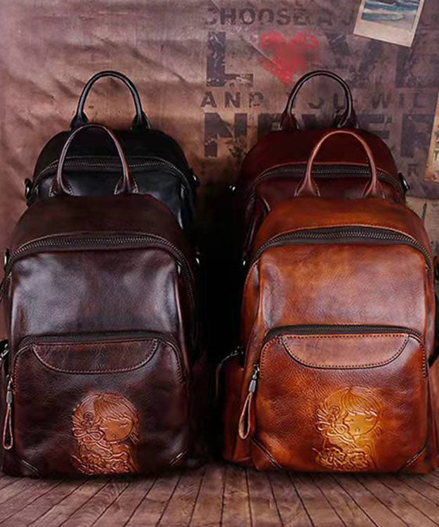 Handgemachte, vielseitige Rucksacktasche aus Kalbsleder in Gelb