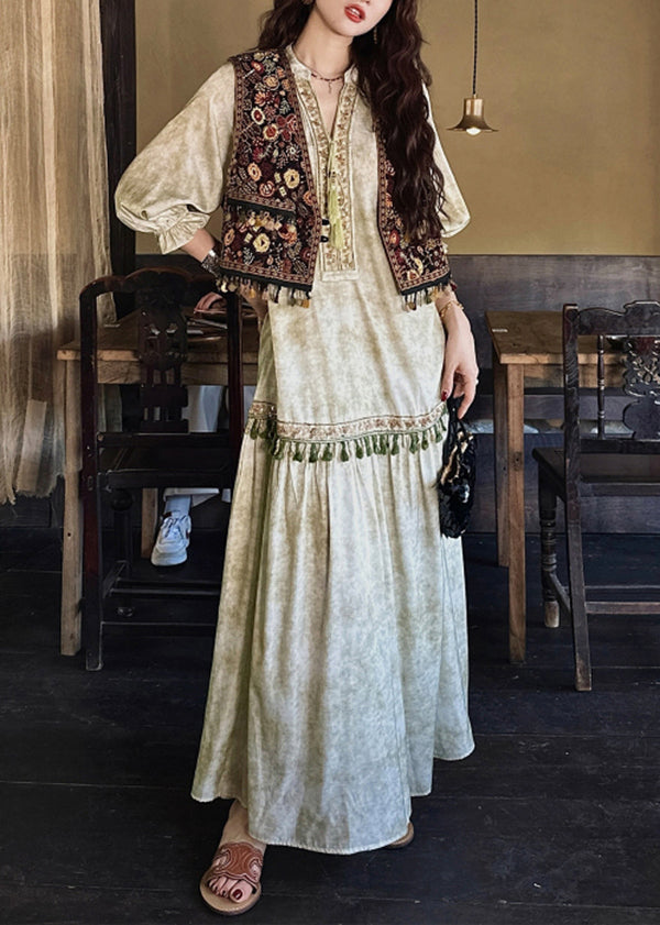 Handmade Yellow Wrinkled Lace Up Patchwork Cotton Dresses Summer