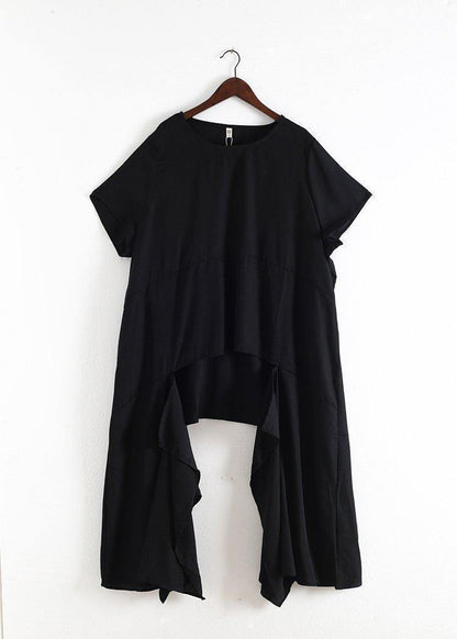Handmade asymmetric tops and wide leg pants cotton 18th Century design black loose Summer - SooLinen