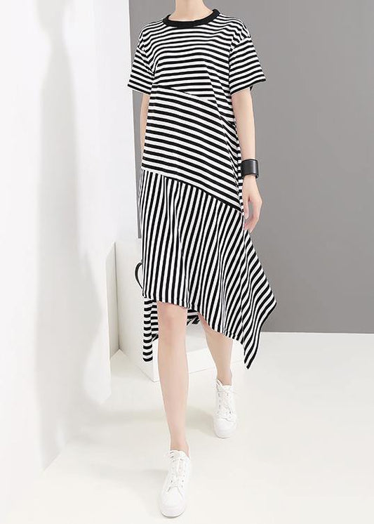 Handmade cotton Tunics Organic Personality Irregular Stitching Design Cotton Dress - SooLinen