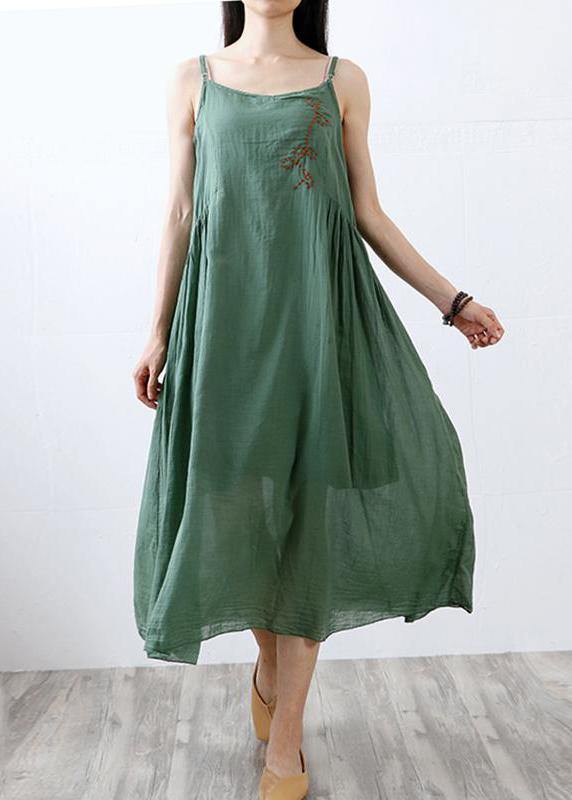 Handmade cotton outfit Metropolitan Museum Cotton Linen Round Neck Asymmetrical Slip Dress - SooLinen