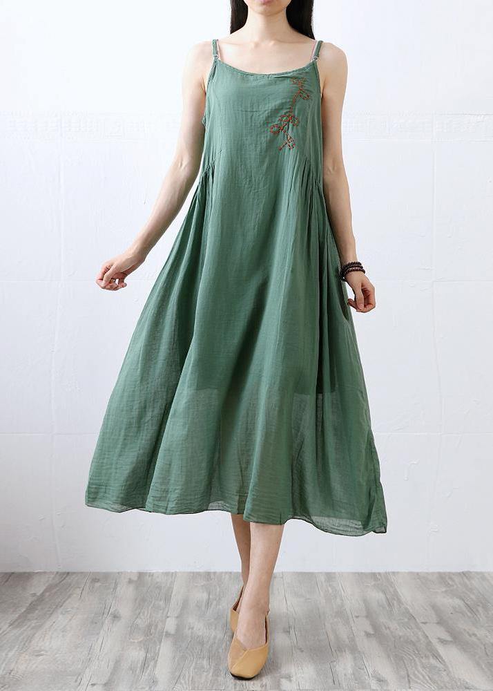 Handmade cotton outfit Metropolitan Museum Cotton Linen Round Neck Asymmetrical Slip Dress - SooLinen