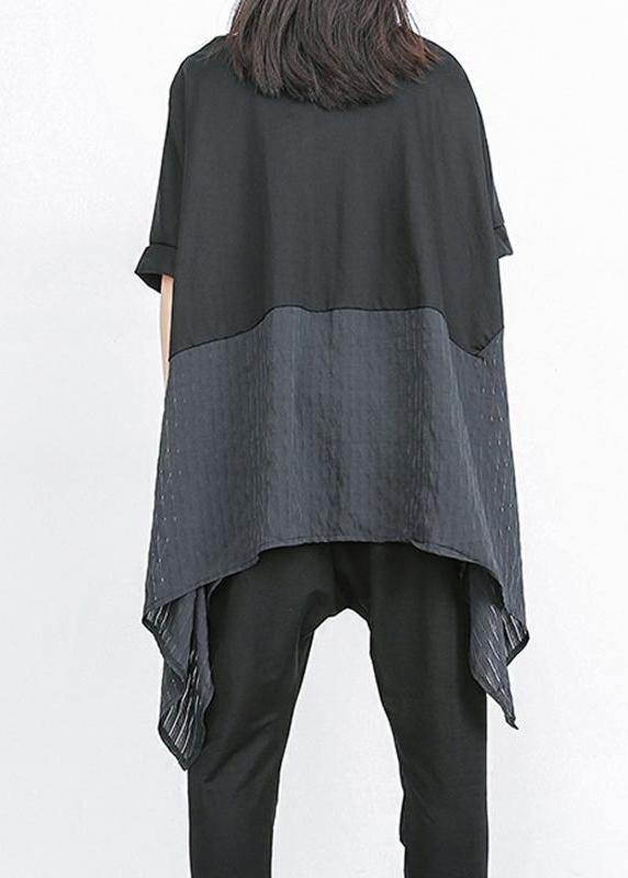 Handmade cotton shirts women stylish Summer Patchwork Batwing Sleeve Casual Blouse - SooLinen