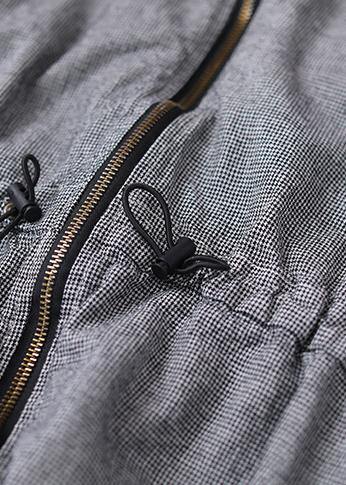 Handmade gray plaid Fashion coat Inspiration hooded drawstring coats - SooLinen